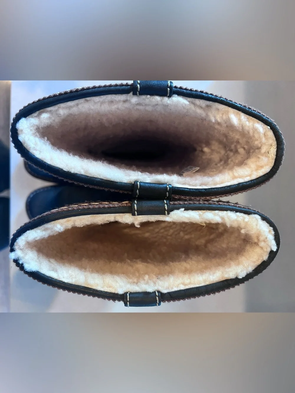 UGG Swell Tall Black Leather Sheepskin Tasman Boots Size 8